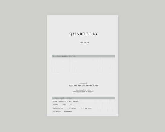 Flip-through video of the Q4 2026 Daily Planner pages, starting with the Quarterly cover